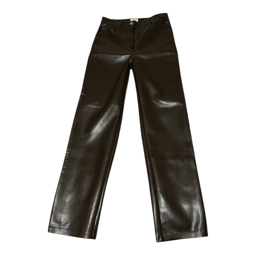 Aritzia Wilfred Dark Brown Faux Leather Pants - Picture 9 of 9